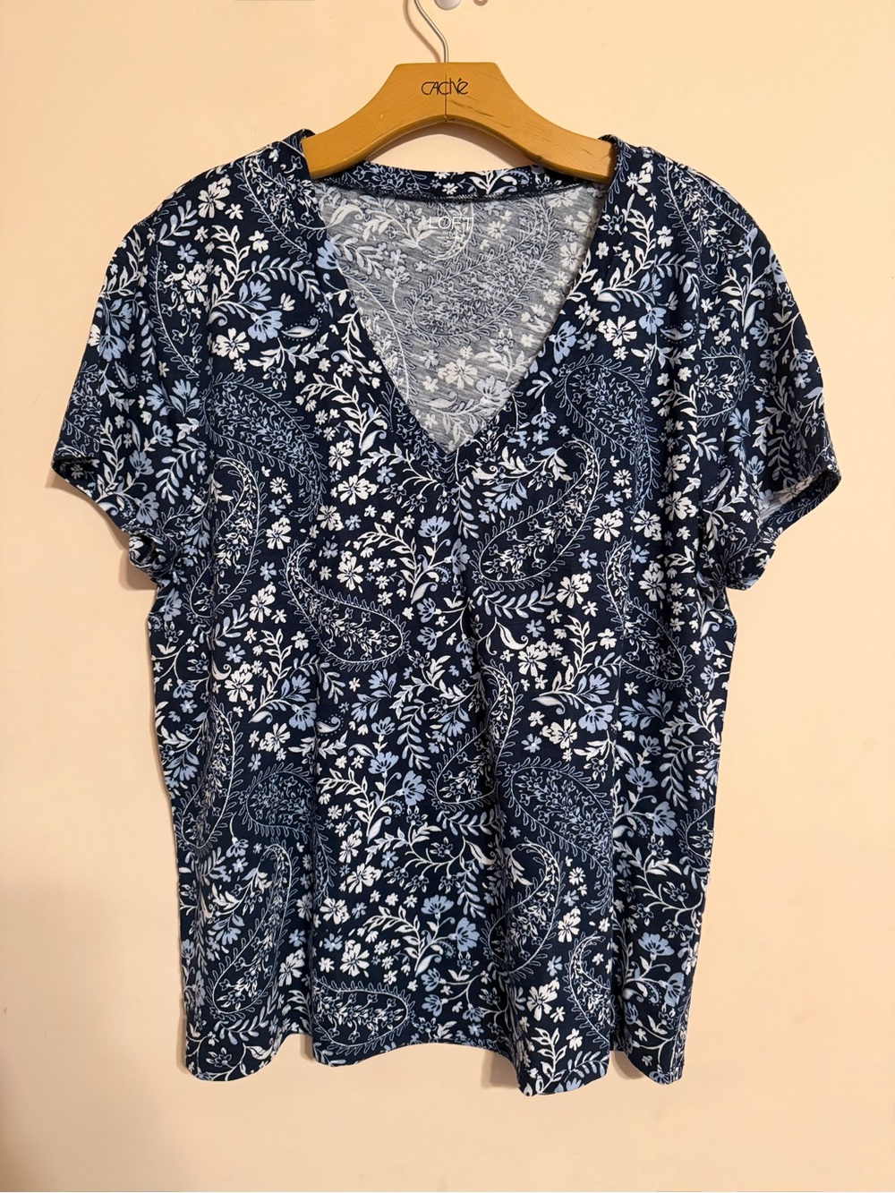 NWT Navy Paisley Top
